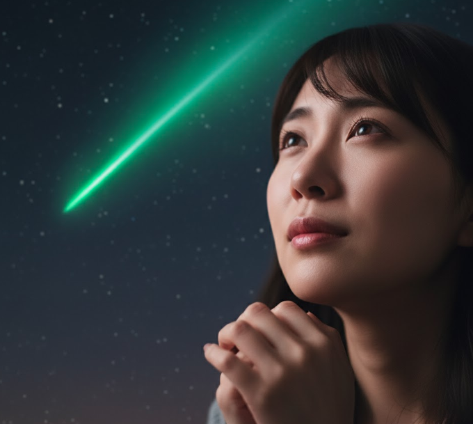 緑色の流れ星のスピリチュアルな意味｜幸運のサイン？